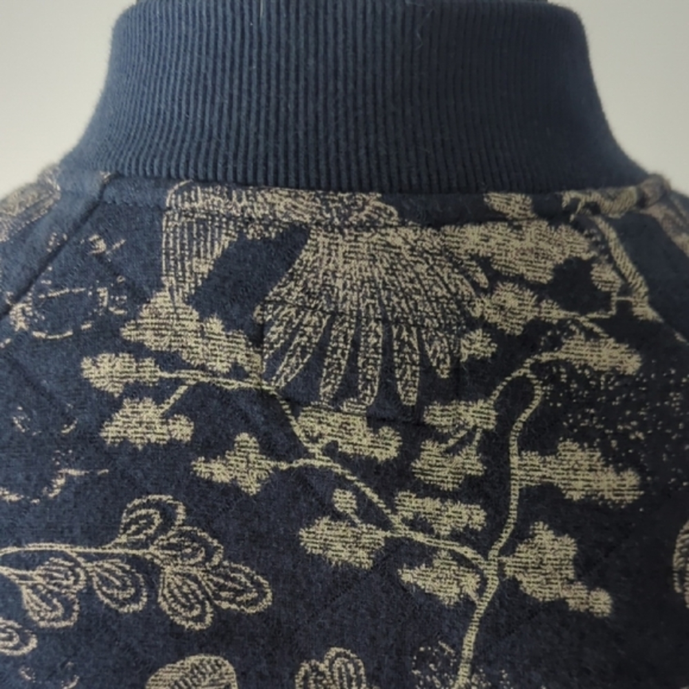 Frank + Oak Quilted Botanical Print Design Jacket in Rich Navy - Picture 5 of 10